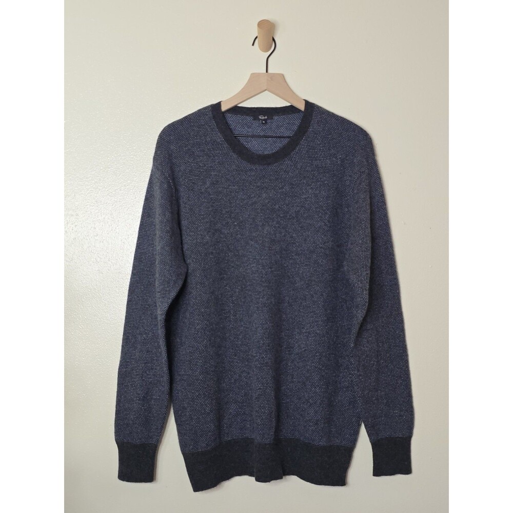 Rails Rune Sweater Mens XL Navy Blue Wool Blend Textured Knit Crewneck
